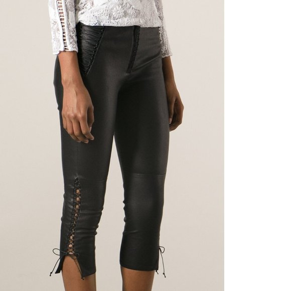 Isabel Marant Pants - ISABEL MARANT • Cleavon Black Leather Leggings 42